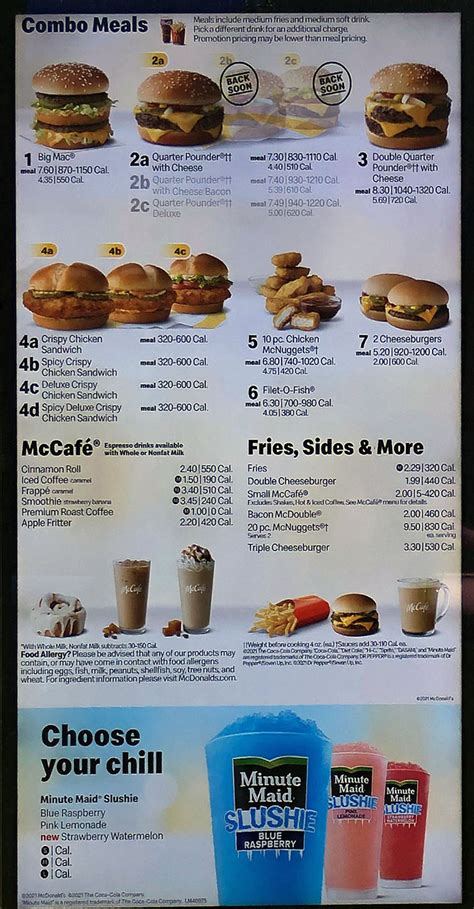 mcdonald's menu with prices 2021.
